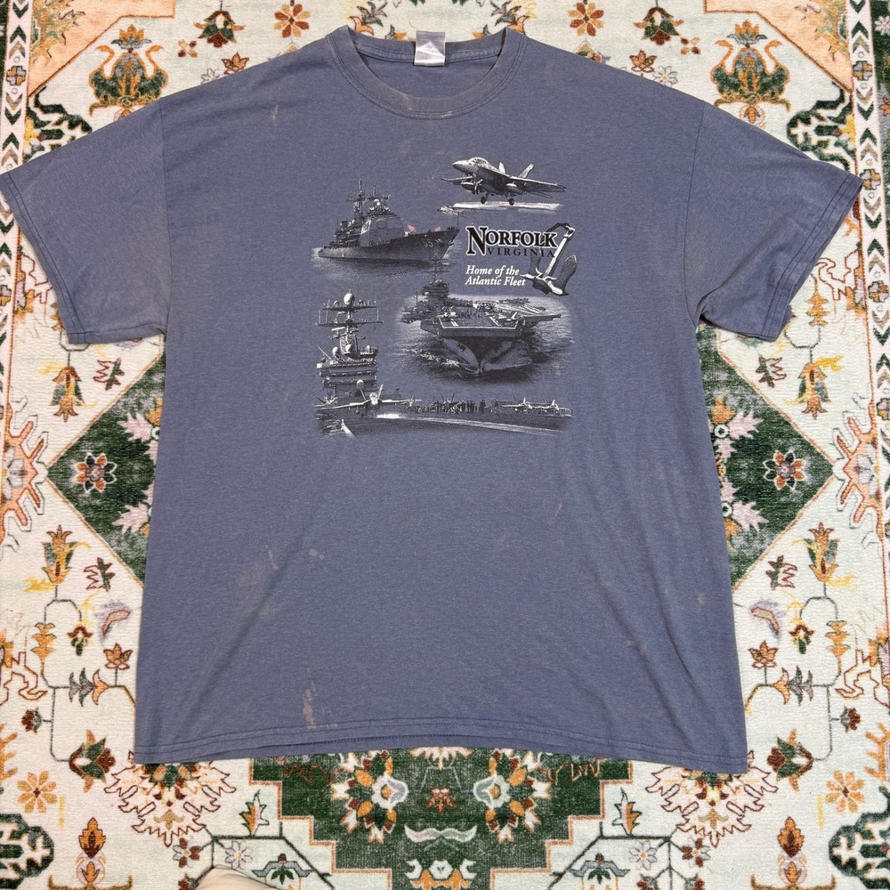Norfolk‎ Virginia Navy Military Graphic T-Shirt Mens XL Gildan